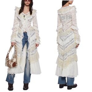NWT!! Dolls Kill Charming Lace & Chiffon Maxi Duster by SUGAR THRILLZ - Size XL